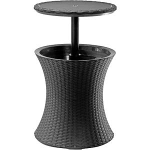 Keter Pacific Cool Bar Outdoor Patio Furniture and Hot Tub Side Table with 7.5 Gallon Beer and Wine Cooler, Dark Grey, Graphite