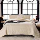 COTTEBED Sherpa Fluffy Comforter Sets KING Size Bed, Boho Tufted Cal KING Bedding Down Comforter, Lightweight Super Soft Reversible Washed Cotton Shabby Plush Fleece Sherpa All Season, Off White Ivory