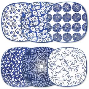 Selamica Porcelain Small Plates - 6 inch Dessert & Appetizer Plates, Microwave & Dishwasher Safe, Set of 6, Vintage Blue
