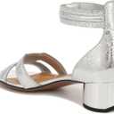 Franco Sarto womens Nora Ankle Strap Low Block Heel SandalHeeled Sandal (9.5, Silver Metallic)