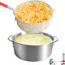 SafBbcue 10QT Pot Deep Fryer with Basket for Home Use, Aluminum Fish Fry Pot with Basket, Deep Fryer Deep Fry Pan with Easy Grip Handle, Stovetop Fryer with Basket for French Fries, Chicken Wings (Small, Silver)