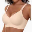 Vertvie Womens Wireless Bras No Underwire Push Up Bra Seamless Supportive Full Coverage Everyday Bras Regular and Plus Size,L
