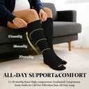 Premium Coton Compression Socks for Women&Men 15-20mmHg Knee High Sock for Nurses, Flying, Travel, Pregnancy (Black, XL)