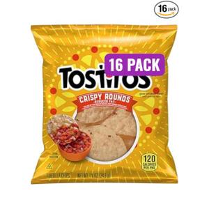 Crispy Rounds Reduced Fat Tortilla Chips, 0.875 Oz Bags, Pack of 16, Bundled By Shoppyway, Best By 02/24/26
