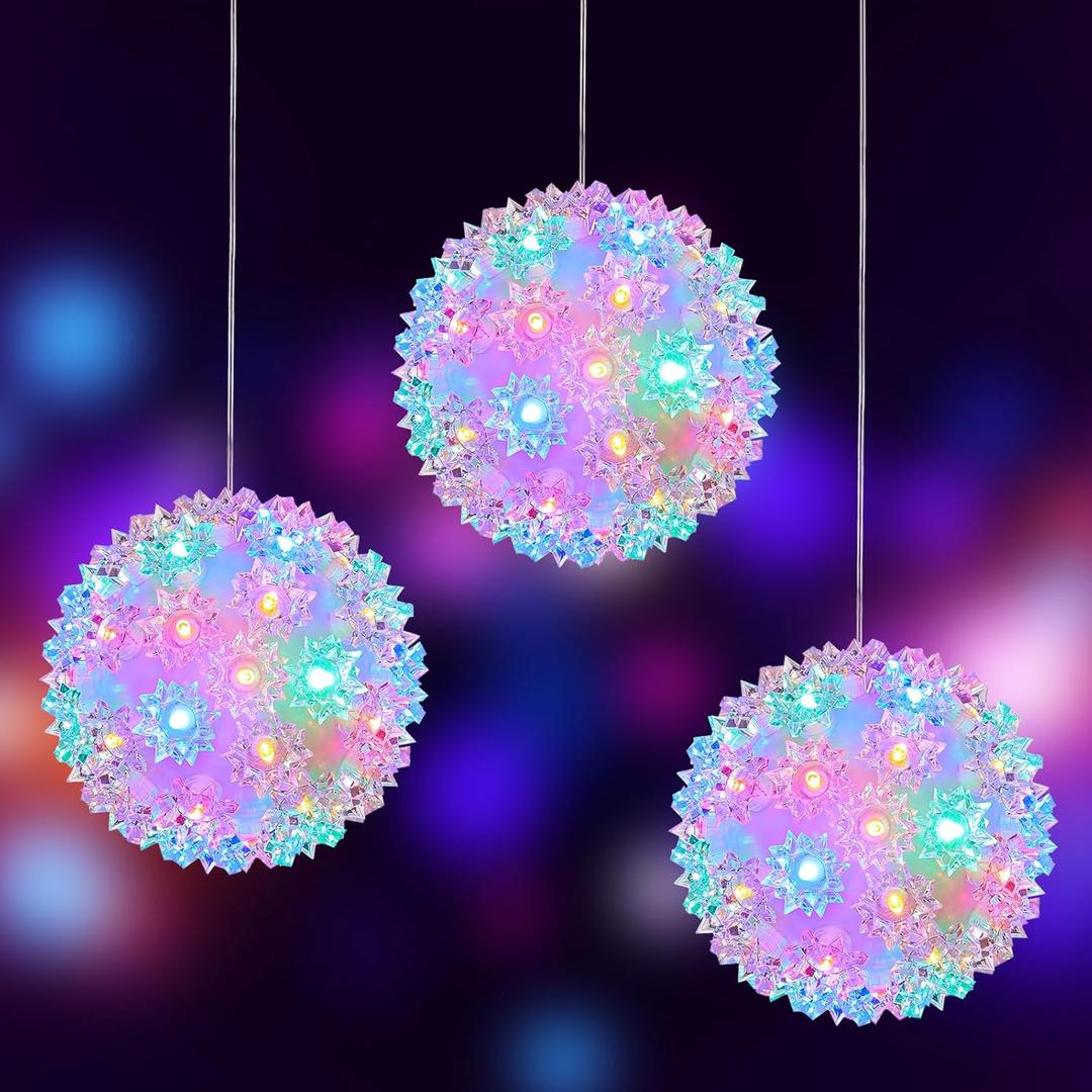 Brightown Outdoor Christmas Decorations-Starlight Sphere, Replaceable Bulbs with Add-On Plug, Lighted Sphere Balls for Trees Party Wedding Patio Indoor Decorations 5.5in-3pc 50 LED(Multi-Colored)
