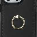 Lipvina for iPhone 15 Pro Case with Card Holder for Women,iPhone 15 Pro Phone Case with Strap,Crossbody Lanyard,RFID Blocking,Ring Stand,Snap Clasp,Cute Wallet Case 6.1 inch(Black)