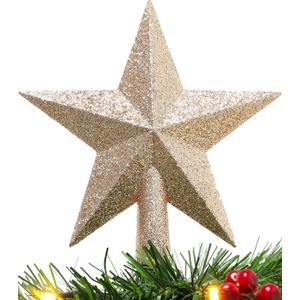Christmas Concepts 20cm Glitter Tree Top Star Decoration  Christmas Tree Topper/Ornament (Champagne)