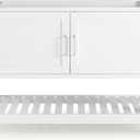 Alaterre Furniture Bennet Bathroom Vanity Cabinet with Soft-Close Shaker Doors and Open Shelf 48-Inch Freestanding Bathroom Vanity Without Sink Wood Bathroom Sink Base Cabinet (White)