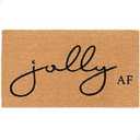 THEODORE MAGNUS Christmas Door Mat - Welcome Mat for Front Door with Non-Slip Backing - Durable Doormat - Perfect for Outside Entrance Matt - Outdoor/ Indoor - Jolly AF - 17" x 30"