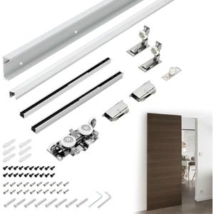 32" Concealed Sliding Barn Door Hardware Kit with Soft Close Mechanism for 24"-28" Passage Opening, Hidden Sliding Door Hardware, Floating Wall Mounted (NO Door)