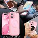 4 x Magnetic Shockproof for iPhone 17 Case,Upgraded[Camera Protection][Compatible with Magsafe][Non-Slip][Mil-Grade Protection] Slim Anti-Yellow Translucent Matte Phone Case for iPhone 17,Pink