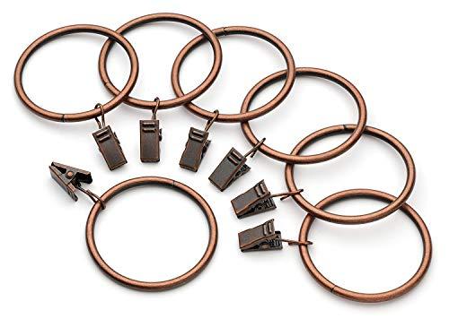 Jocon HD6063 Pack of 17 Drapery Curtain Rings with Clips, 2.5 Inch Inner Diameter (14, Antique Copper)