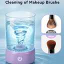 Makeup Brush Cleaner - 9000 RPM Electric Makeup Brush Cleaning Machine, IP65 Portable Make up Brush Cleaner for Makeup Sponges and Brushes (Purple) (Purple)
