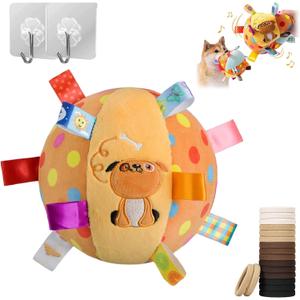 Colorful Squeaky Hanging Dog Toy for Pet Parents, Trainers & Multi-Dog Households Soft Cotton Plush with Built-in Bell & Squeaker Stretchy Elastic for Indoor/Outdoor Fetch & Training