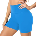 FULLSOFT High Waisted Biker Shorts for Women-5" Tummy Control Fitness Athletic Workout Running Yoga Gym Shorts (Small-Medium, 1-blue)
