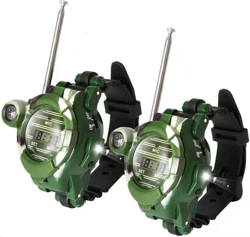 Walkie Talkie for Kids,Walkie Talkies Watch Spy Army Toys Gifts for Children,Two-Way Radio Walky Talky Watches with Flashlight Children Outdoor Game Interphone Toy Game(2 Pack) (Green)