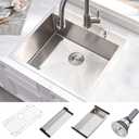 25 Inch Drop in Kitchen Sink-Wesliv 25x20 Stainless Steel Kitchen Sink Drop In Topmount 16 Gauge 10 Inch Deep Single Bowl Sinks with Dish Grid & Strainer