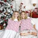 Pink Christmas Berry Botanical Pillow Covers 18x18, Preppy Christmas Decor, Holiday Winter Xmas Flower Decorative Throw Pillow Covers for Couch Sofa Bedroom Living Room Home