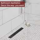 24 Inch Linear Shower Drain, Matte Black Shower Drain, Removable Grate, 304 Stainless Steel, Easy to Install and Clean for Bathrooms (Drain Base Not Included), LSD-15B-24B