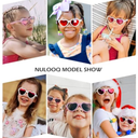 NULOOQ Kids Heart Sunglasses for Girls – Cute Polarized Flexible Frame Toddler Sunglasses with Strap Age 2-8