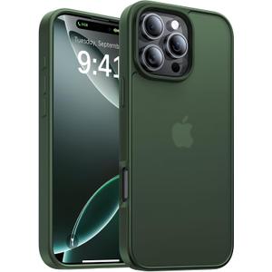 for iPhone 16 Pro Case, [Military-Grade Drop Protection][Anti-Yellowing] Shockproof Protective Translucent Matte Cover for iPhone 16 Pro Phone Case,Alpine Green