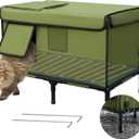 Palopalo Indestructible Heated Cat House for Outside in Winter, 100% Weatherproof, Highly Insulated, Safe Escape Door, Outdoor Cat Shelter with Heater for Feral Stray Barn Cat Kitty, Large