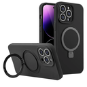 Liquid Silicone Ring Bracket Magnetic Case for iPhone, Compatible with MagSafe Wireless Charging (Black,iPhone 13 Pro)