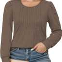 VISLILY Womens-Plus-Size-Dressy-Tops Trendy Puff Long Sleeve Casual Shirts (Brown, XXXL)