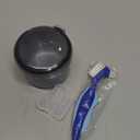 Denture Case with Denture Brush, No Leak Denture Bath Box, Denture Travel Case, Denture Cup with Basket for Soaking Dentures (grey)