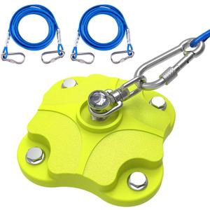 Heavy Duty Dog Tie Out Stake with 2x20FT Cables for Outdoor,Dual 360 Swivel for Dogs, 200LBS Capacity Stainless Steel,Dog Runner for Outside Yard/Camping (Dog Stake+2X20ft Cable/200lbs)