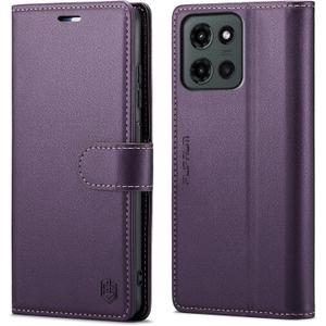 FLIPALM Wallet Case for Moto G 5G 2025, RFID Blocking Credit Card Holder, PU Leather Folio Flip Kickstand Protective Shockproof Cover for Motorola Moto G 5G 2025 (Purple)