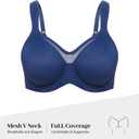 Minimizer Bras for Women Full Coverage Womens T-Shirt Unlined Bra with Underwire for Heavy Breast ((46) 46DD, Navy Blue)