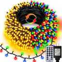 Christmas String Lights Connectable Extra Long 66Ft Warm White & Multicolor | Dual Color Changing 400 LED Outdoor String Lights End-to-end Plug in with Remote Timer for Garden Patio Tree Decor Clear Wire
