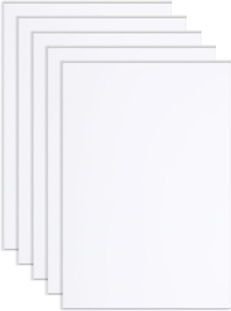 5 PCS White Foam Boards, 11 Inch Poster Foams Boards Sheets Thickness White Foams Core Backing Board Rectangle Foam PVC Sheet Double Sided Core Board Sign for Art Crafts, Presentation, WeddingFoam