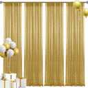2×8FT-4PCS Gold Sequin Backdrop Curtains Panels, Photography Backdrop Glitter Curtains Fabric Background for Christmas Wedding Party Decor