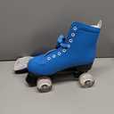 Women's Roller Skates PU Leather High-top Roller Skates Four-Wheel Roller Skates Shiny Roller Skates with Carry Bag for Girls (Blue Flash Wheel, Size: Women's 8.5 / Men's 7)