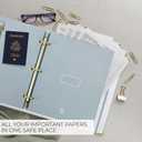 Important Document Organizer Set with Folders - Complete Linen Ring Binder Set Safely Stores All Documents & Files in One Place - Easy to Use Expanding Storage Incl. Envelopes, Pockets & Labels