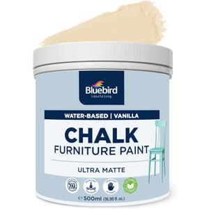 BLUEBIRD Chalk Furniture Paint - 500 ML / 16.9 fl oz for Furniture, Home Dcor, Cabinets, and More (Vanilla)