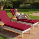 Summsun Chaise Lounge Cushions Outdoor Set of 2 - Waterproof and Fade Resistant Sun Lounger Replacement Cushions - Patio Lounger Pads with Removable Cover for Pool, Deck, Lawn, 72 x 21 x 3 Inch, Red