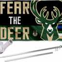 Milwaukee Bucks Fear The Deer Flag Pole and Mount Bracket Set