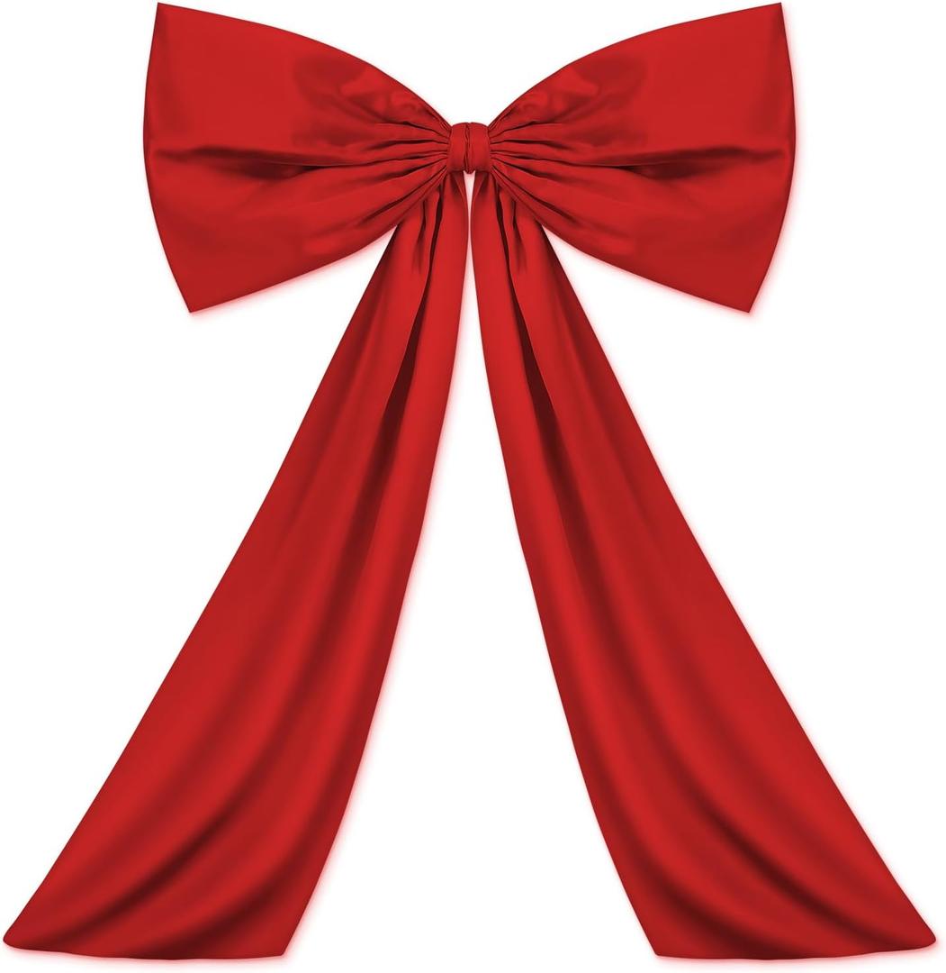 Wavwavw Red Large Bow Decor Big Bow Coquette Birthday Decoration for Room Giant Satin Ribbon Tie for Party Backdrop Wedding Bridal Shower Valentine's Day Wall Hanging Decor (24 x 36 Inches)