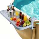 winemana Pool Bar for Above Ground Pool, 38.4 x 12 Inch Adjustable Poolside Table Foldable Swimming Pool Shelf Fits Round Oval Rectangle Frame Pools Outdoor Drink Tables for Deck Patio, Grey