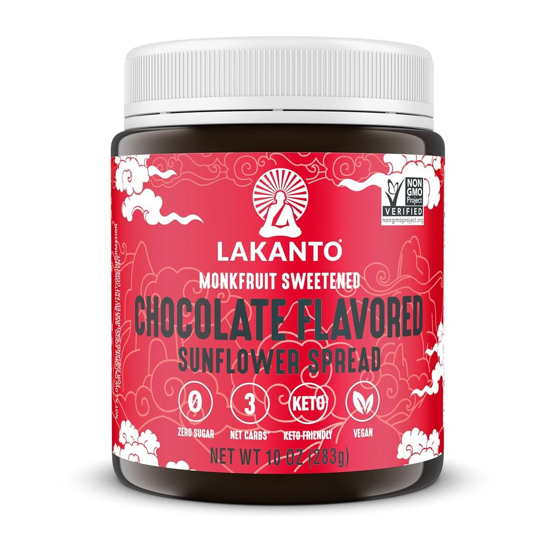 Lakanto Sugar Free Chocolate Sunflower Spread - Monk Fruit Sweetener, Keto Diet Friendly, Vegan, Dutch Cocoa, Chocolate Spread Use for Breakfast, Desserts, Snacks, and More (10 oz) (9.98 Ounce (Pack of 7) BB 05/15/2025)