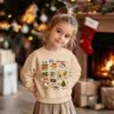 Toddler Retro Christmas Sweatshirt Baby Girl Boy Santa Claus Shirts Doodle Graphic Pullover Xmas Holiday Top Clothes (18-24 Months, Apricot)