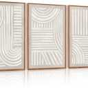 Large Abstract Neutral Geometric Framed Canvas Wall Art,Boho Minimalist Shapes Wall Decor,Modern Lines Artwork,Mid Century Arch Art Print for Living Room,Bedroom,Office-16 x24 x3