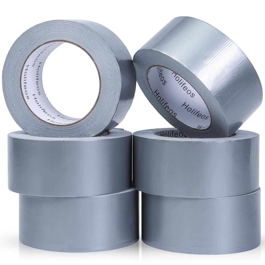 Silver Duct Tape - 6 Rolls, 2 Inch x 30 Yard Heavy Duty, Waterproof & No Residue for Indoor/Outdoor Use - Tears by Hand
