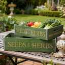 Zorvynelle Extra Large Wooden Crate Set of 2 Rustic Wood Storage Crates Farmhouse Nesting Wooden Crate Basket Vintage Home Decorative Boxes with Handles for Display (Green)