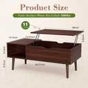 OLIXIS Coffee Table with Storage for Home Living Room Office, Dark Brown, 39 In