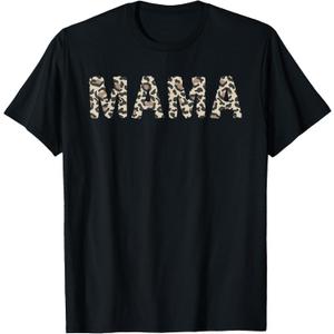 Mama Leopard Cheetah Print T-Shirt, S 