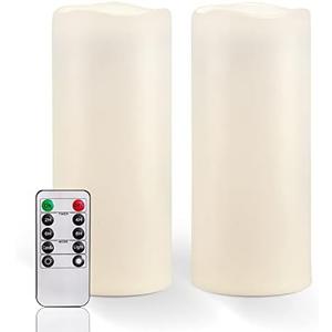 Homemory 10" x 4" Large Waterproof Outdoor Flameless Candles with Remote Control and Timer, Battery Operated Flickering LED Pillar Candles for Outdoor Larterns, Porch, Long Lasting, Set of 1
